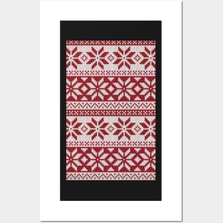 Red Crochet Pattern Posters and Art